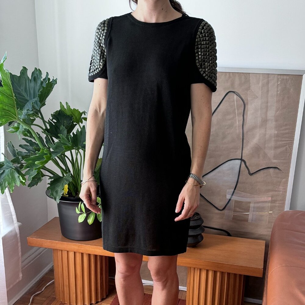 Vintage COS knit dress with embellished studded shoulders, sz M - Picture 2 of 6